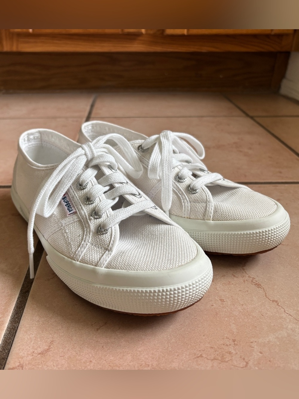 Superga 2750 Cotu Classic White Canvas Sneakers Size 6.5